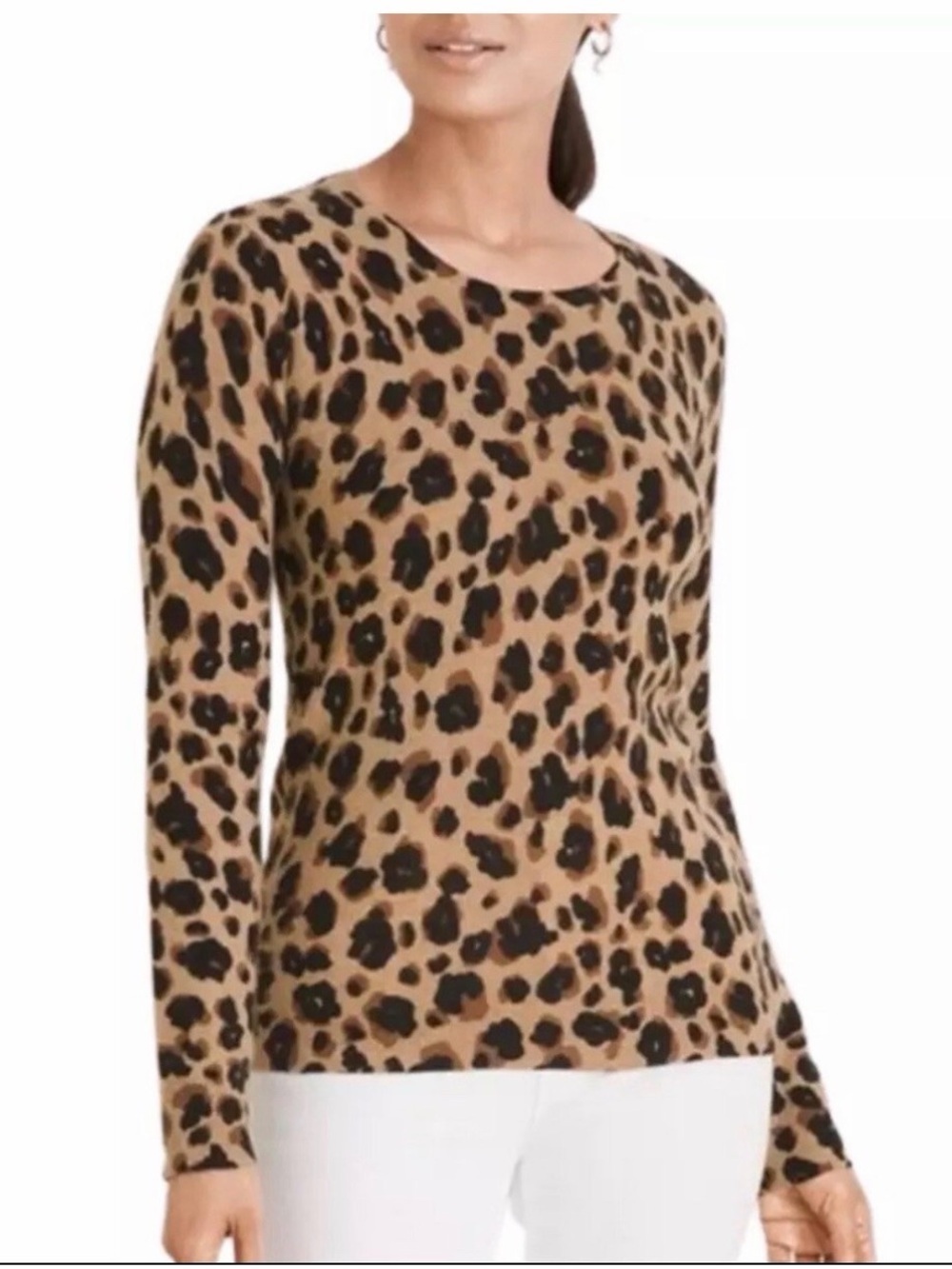 Cynthia Rowley cheetah animal print 2-ply Cashmere sweater size medium.